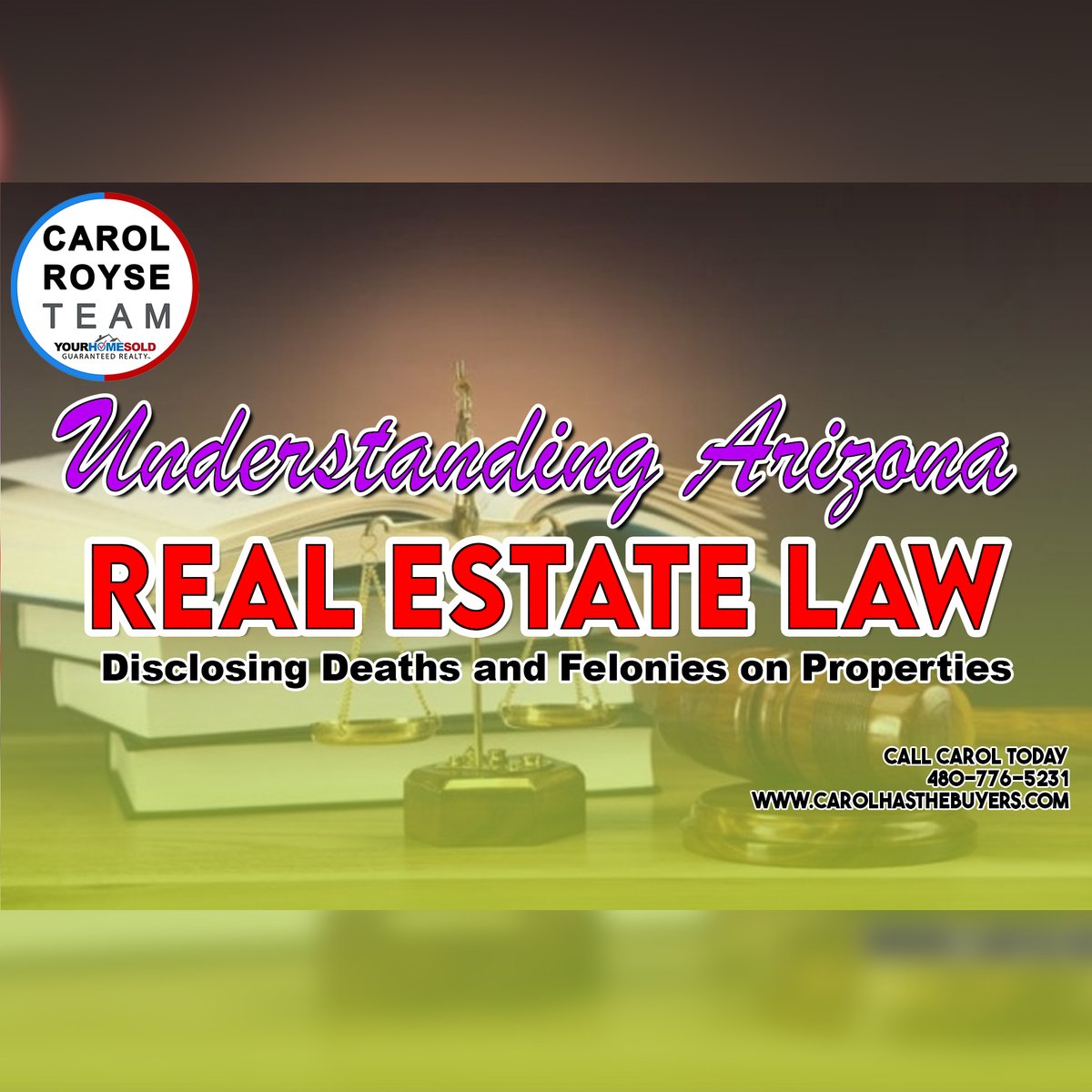 Understanding Arizona Real Estate Law: Disclosing Deaths and Felonies on Properties
Read more: carolroyseteam.com/understanding-…
#carolroyseteam #carolroyse #carolhasthebuyers #cashoffer #homeselling #homebuying #realestatetips #realestelaw #azrealestate #yourhomesoldrealty