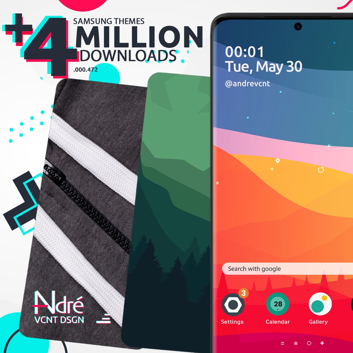 + 4 milhões de downloads pelo mundo! 
.
São milhões de pessoas em mais de 150 países! 
.
.
#Samsung #SamsunGalaxy #SamsungMobile #Design #Designerbrazil #SamsungTheme #GalaxyTheme #GalaxyThemes #ThemeStore #SamsungThemeStore #Android #AndroidUI #UI #AndroidTheme #andrevcnt