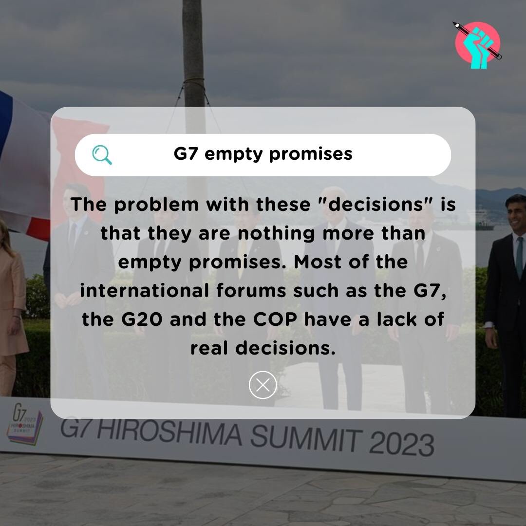 GlblDJ's tweet photo. Last week, the leaders of the most influential countries got together in Hiroshima for the G7 summit and once again we could see their lack of decision. https://t.co/9TJAPMWxHy