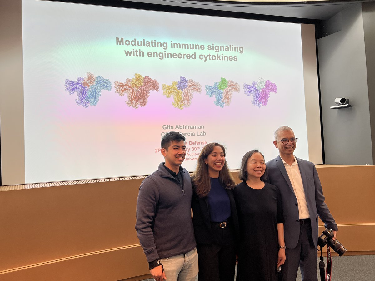 Congrats to Dr. @GitaAbhiraman in successfully defending her thesis today on 'Modulating immune signaling with engineered cytokines.' 👏🎉 Great work!