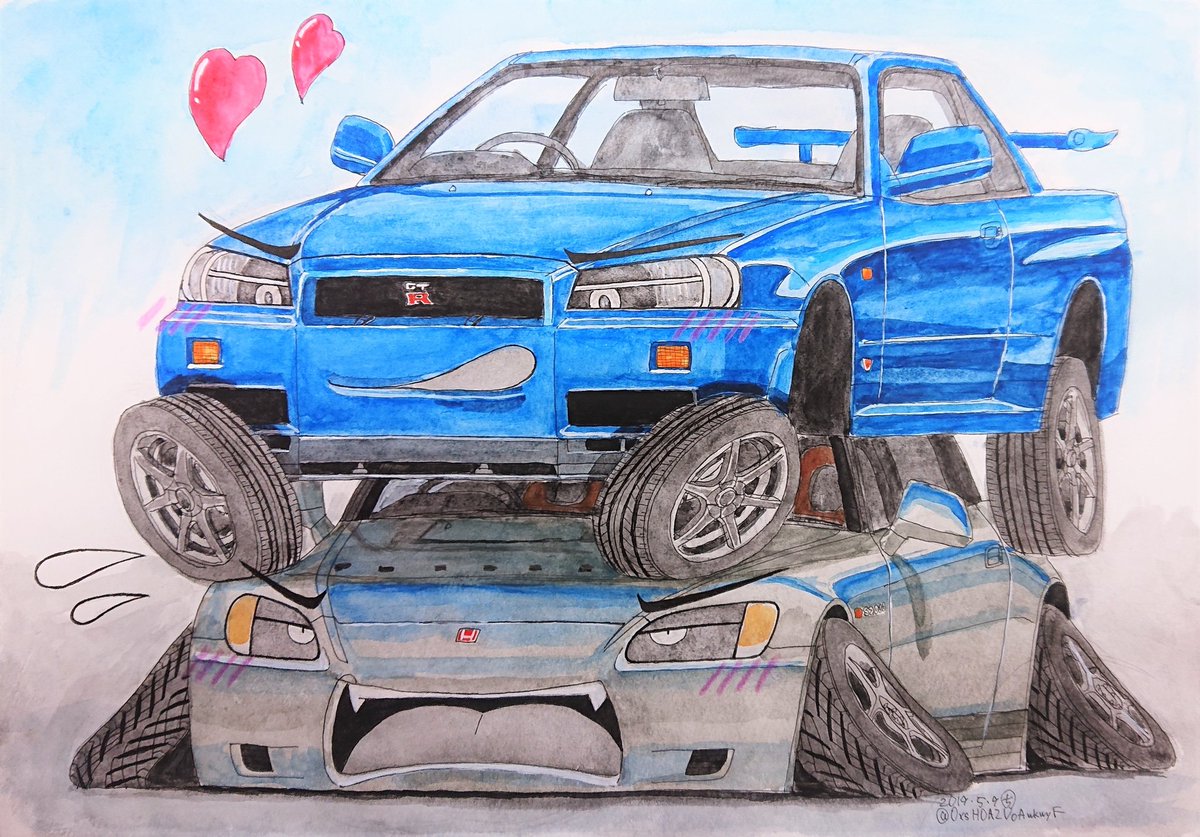 SHIGE｜イラスト４点 過去イラストのコーナー 車2段重ねシリーズです！ 今までに4枚も描いて