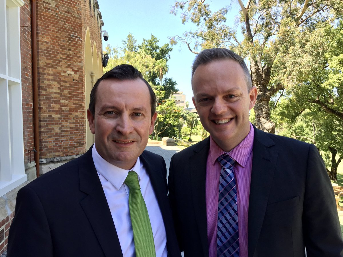 regenstrategic's tweet photo. At his swearing in as the 30th premier of WA. We rode two campaigns together. A respectable loss in 2013, and, what was then, WA’s biggest election win in 2017.

Always committed to doing the right thing by WA.

Wishing @MarkMcGowanMP all the best with what’s next.

#wapol https://t.co/Ue8YbRr8Lb