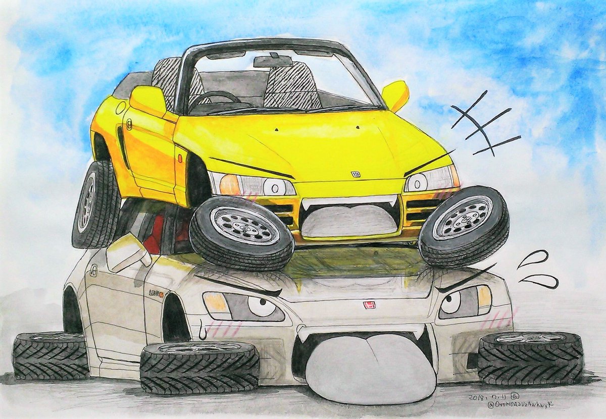 SHIGE｜イラスト４点 過去イラストのコーナー 車2段重ねシリーズです！ 今までに4枚も描いて