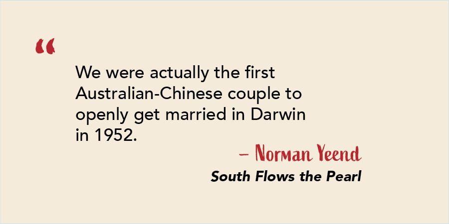In 'South Flows the Pearl', Doris and Norman Yeend tell how their wedding broke the ban on mixed marriages, on the Chinese and Australian sides. Learn about the reactions of their respective families: bit.ly/3wCq7Su #UniversityPress #ChinOzHist #AusHist #ReadUP