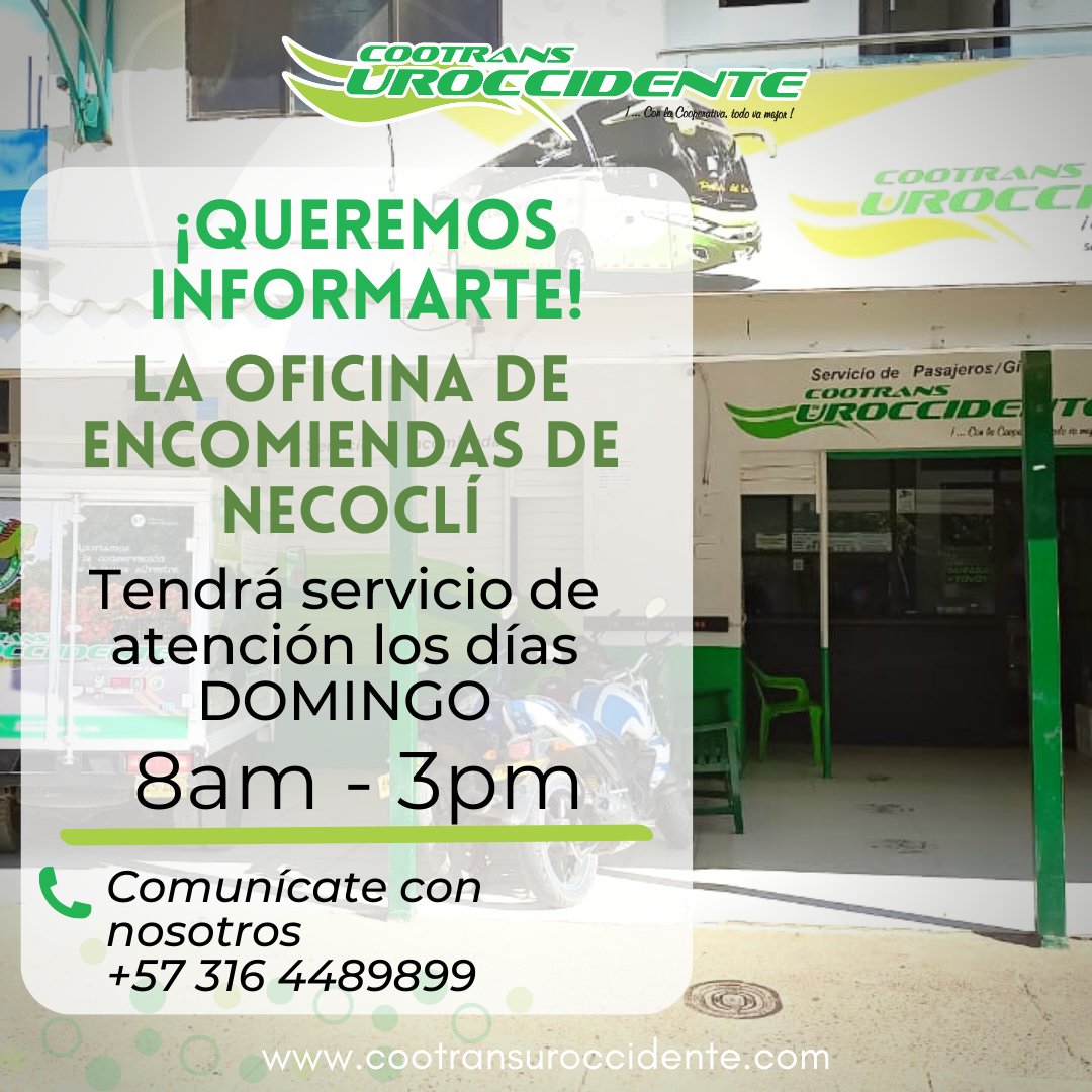 Te informamos sobre este acontecimiento😉
.
.

#UnidosPorLaVida #envios #Urabá #necocli #encomiendas #transporte #salud #drogas #Cootransuroccidente #cuidate #viaje #MinisterioDeTransporte #gobernaciondeAntioquia