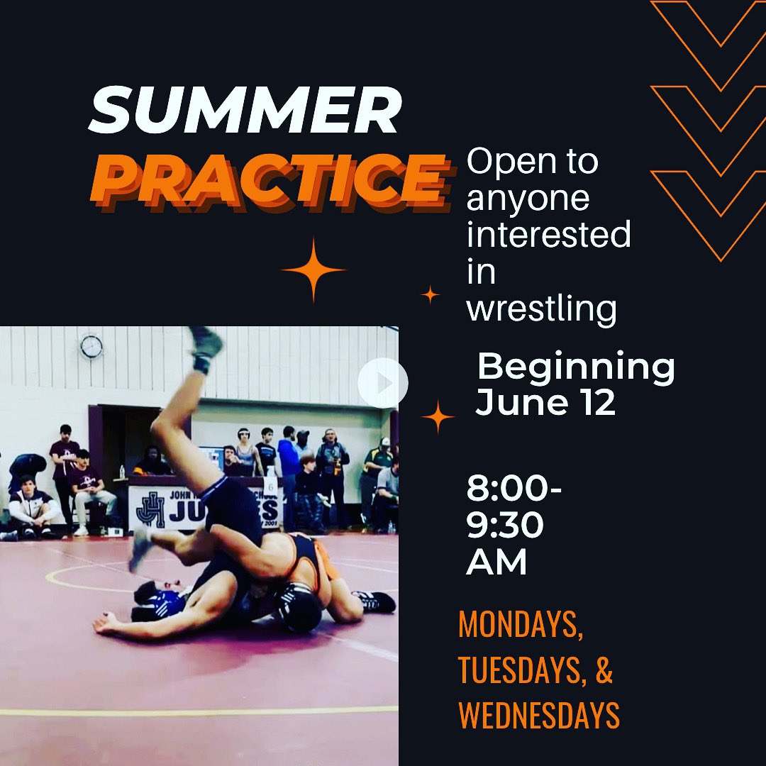 Beginning on Monday, June 12, we will utilize our summer practice window to get on the mat!
Open to ANYONE who’s interested in wrestling! We’ll meet in the small gym. Bring water, and bring wrestling shoes, if you’ve got them.
@MHSTrentSherman <a href="/MHS_Athletics_/">Martinsburg Athletics</a> <a href="/MHSDogPound/">Martinsburg Bulldogs</a>