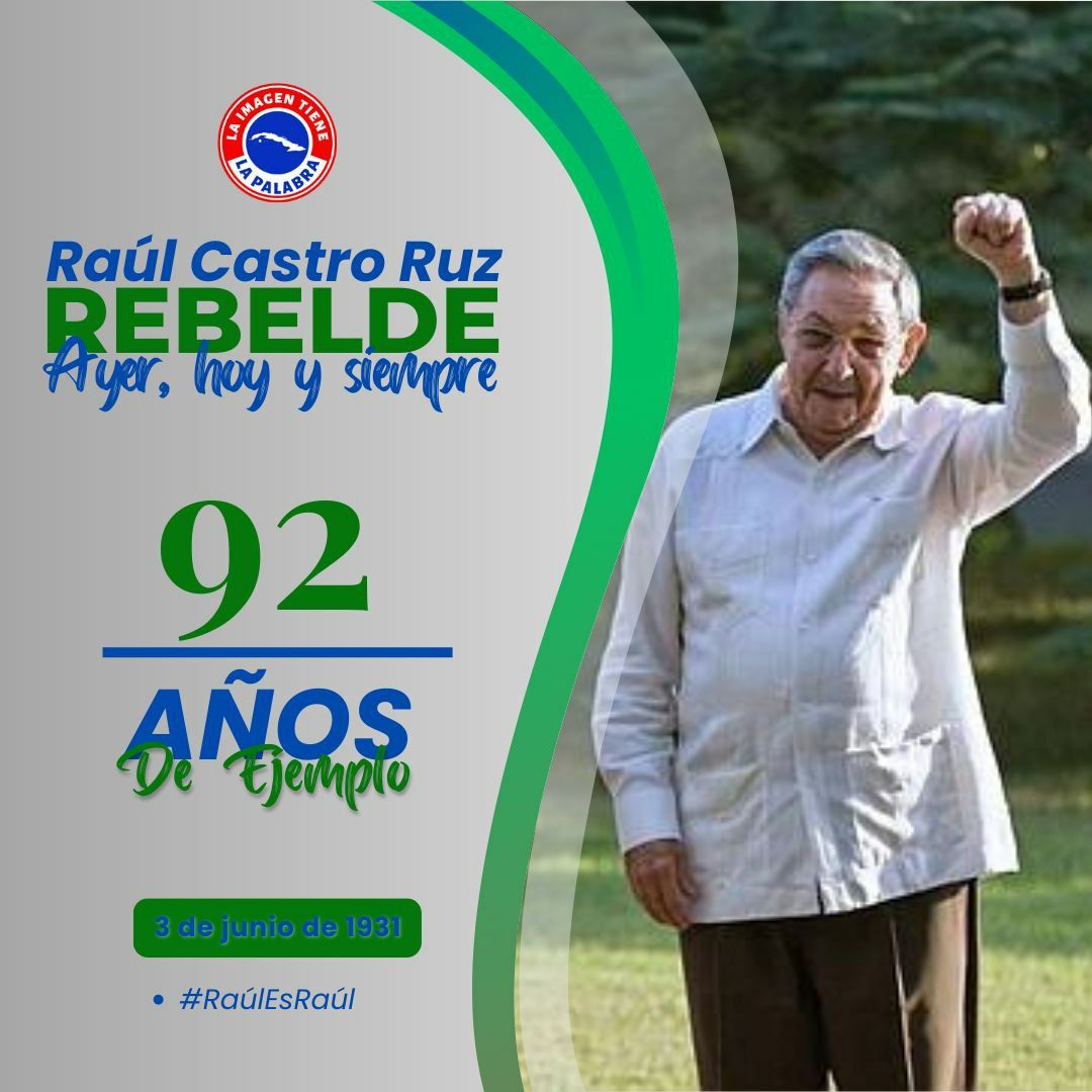 Su pensamiento leal a Fidel hacen de Raúl un hombre de pueblo y amigo del mundo. #RaulEsRaul 
#DPECienfuegos #CubaMined 
<a href="/DiazCanelB/">Miguel Díaz-Canel Bermúdez</a> <a href="/barreto_nt/">NTBarreto</a> <a href="/meneses_lionel/">Lionel B Meneses Gómez</a> <a href="/May30257244/">May</a> <a href="/FernandezMaryde/">Maryde Fernández López</a> <a href="/CoronaAlexandre/">Alexandre Corona</a> <a href="/mansodiaz71/">Alexander Manso Díaz</a> <a href="/SaerySerrano/">Saery Serrano</a>