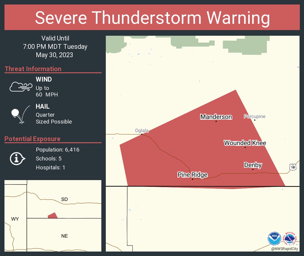 NWS Rapid City on Twitter "Severe Thunderstorm Warning including Pine