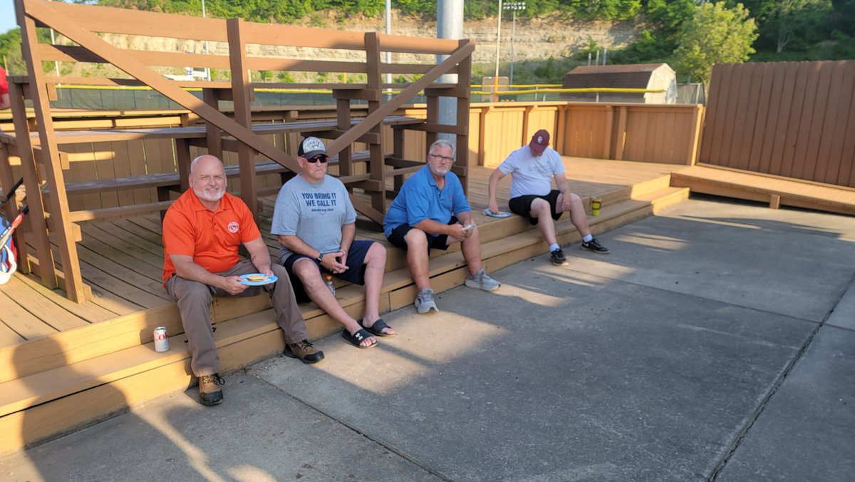 Here is the executive director Dirk Decoy and a couple of umpires with the wva coach enjoying post game meal. Thank you, Dirk, and the OVAC for what you do for the student athletes