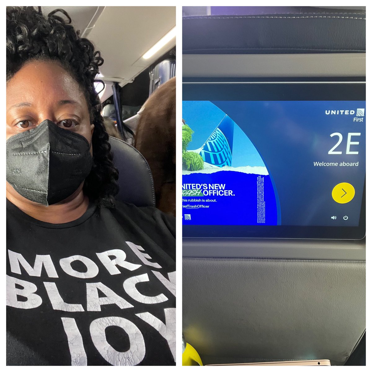 AmandaAndere's tweet photo. Hey I’m all about joy and if it happens to make some tech bros mad I’m sitting in first class that’s their problem. #FlyingWhileBlack #WorkTravelLife https://t.co/A5NStenwaW