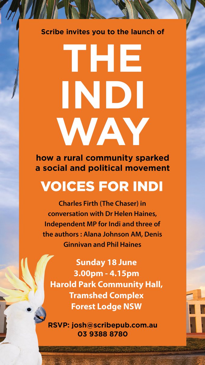 Ok here’s the ⁦@voicesforindi⁩ Sydney book launch invitation. Save the date. Please invite interested others too. Don’t forget to register your attendance via the publisher contact on the poster. #Communitypolitics May see you there! ⁦@VoicesForAU⁩ ⁦
