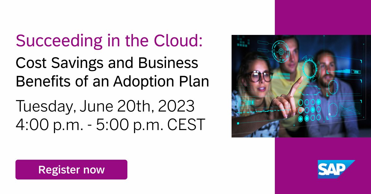 LejlaTango's tweet photo. Boost your #cloud transformation journey with SAP Preferred Success. Join industry experts for a deep-dive webcast on the latest #cloud adoption trends and insights.
Register now: https://t.co/C1zcDjvBMq
Download the full study: https://t.co/PfJX5U76ac https://t.co/OdeYDUXUVv