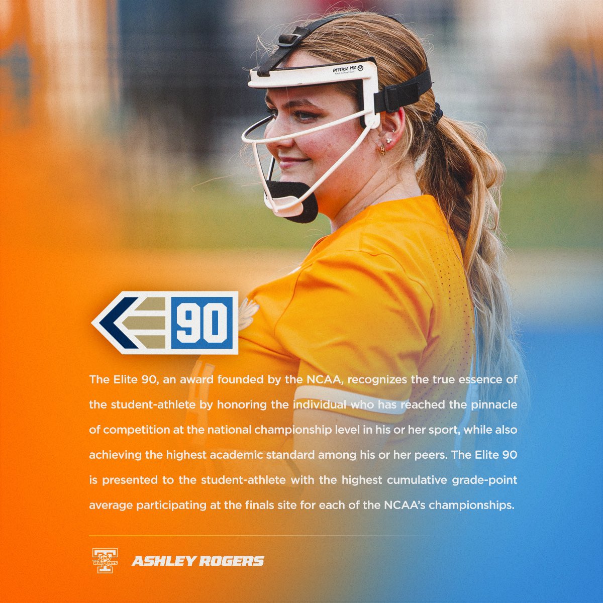 Ashley Rogers is taking home the NCAA Elite 90 award!