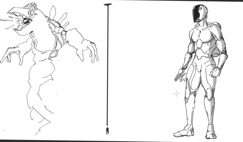 Character design of the Protagonist and anatagonist of a board that I'm doing