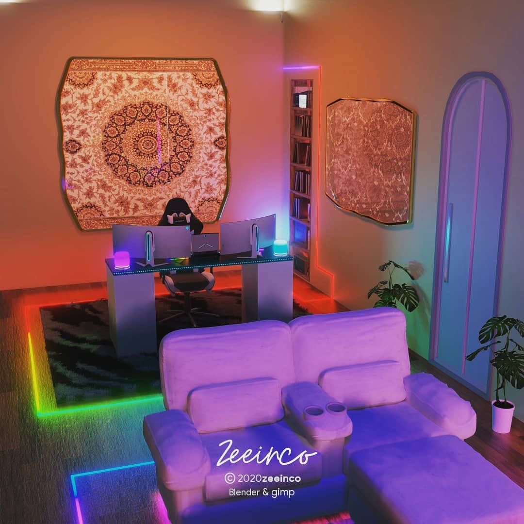 Colorful VIP room for Blizzard player 🔥💎 Chill up from riot things 💜💙 #GamingRoom #GamingSetup #Workspace #3dDesign #RoomDesign #ALIENWARE #Gaming #Netflix