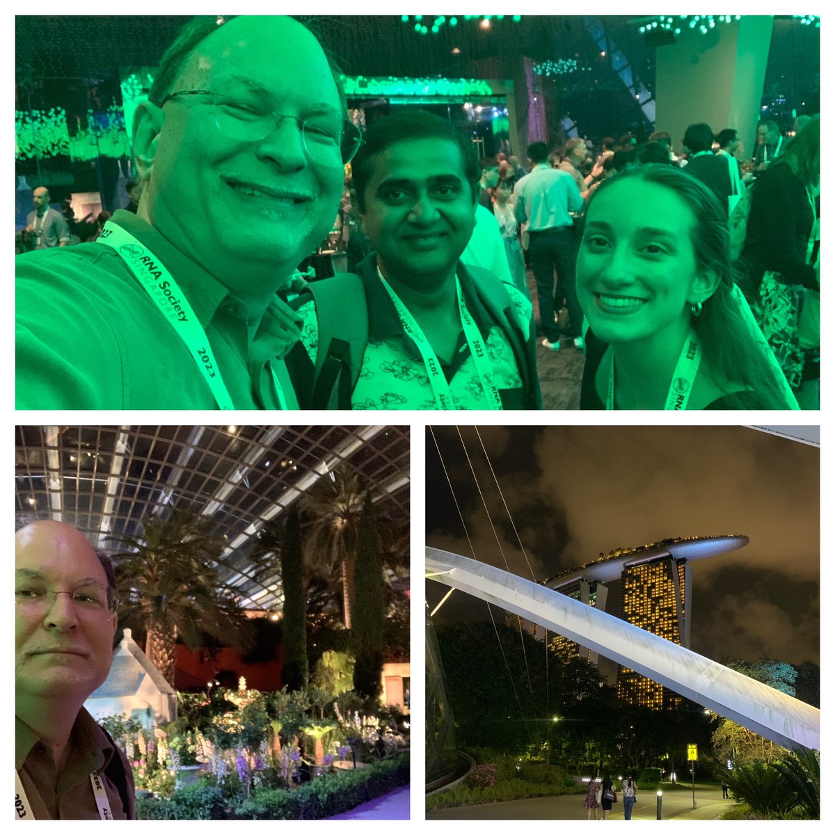 Part of the @NilsWalterLab assembling under the Green Lights of the @RNASociety of #RNA2023 in the famous  @GardensbytheBay & adjacent to the @marinabaysands hotel of Crazy Rich Asians movie! @_EmilySumrall @MichiganChem @umichrna @UMich