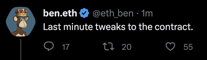JakeGagain's tweet photo. Eth.ben provides update on $LOYAL. https://t.co/wnH5Mc4SZO