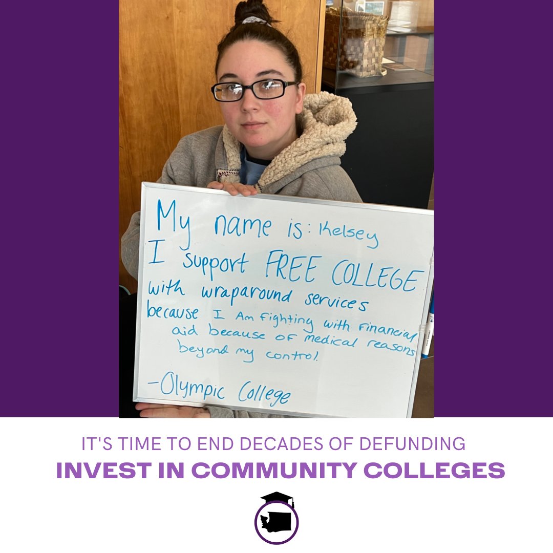 Student Spotlight: Kelsey writes I support Free College with wraparound services because I am fighting with financial aid because of medical reasons beyond my control. #FreeCollege