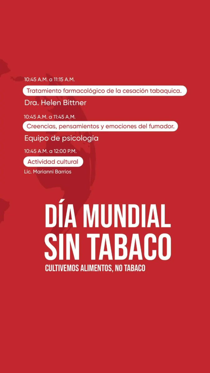 Confeencia sobre el Día Mundial sin Tabaco. Los esperamos a las 8 a.m. en el auditorio de ASCARDIO.