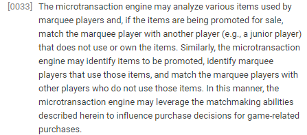 strahfe's tweet photo. If you were ever wondering why you get bot lobbies after purchasing a new skin / cosmetic... Patented by Activision btw. 👍 https://t.co/N4QElDxxwm