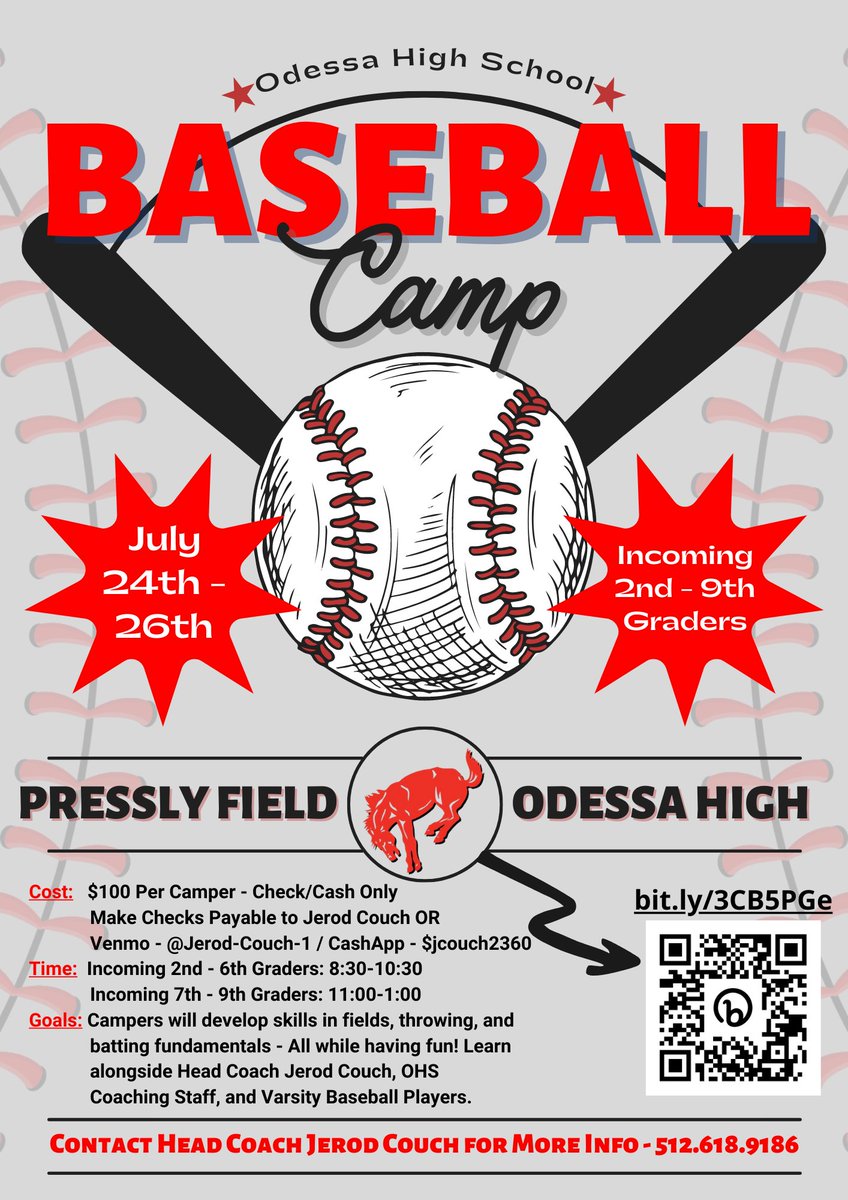 Odessa High Youth Baseball Camp!! @ECISDAthletics @BigRedBronchos