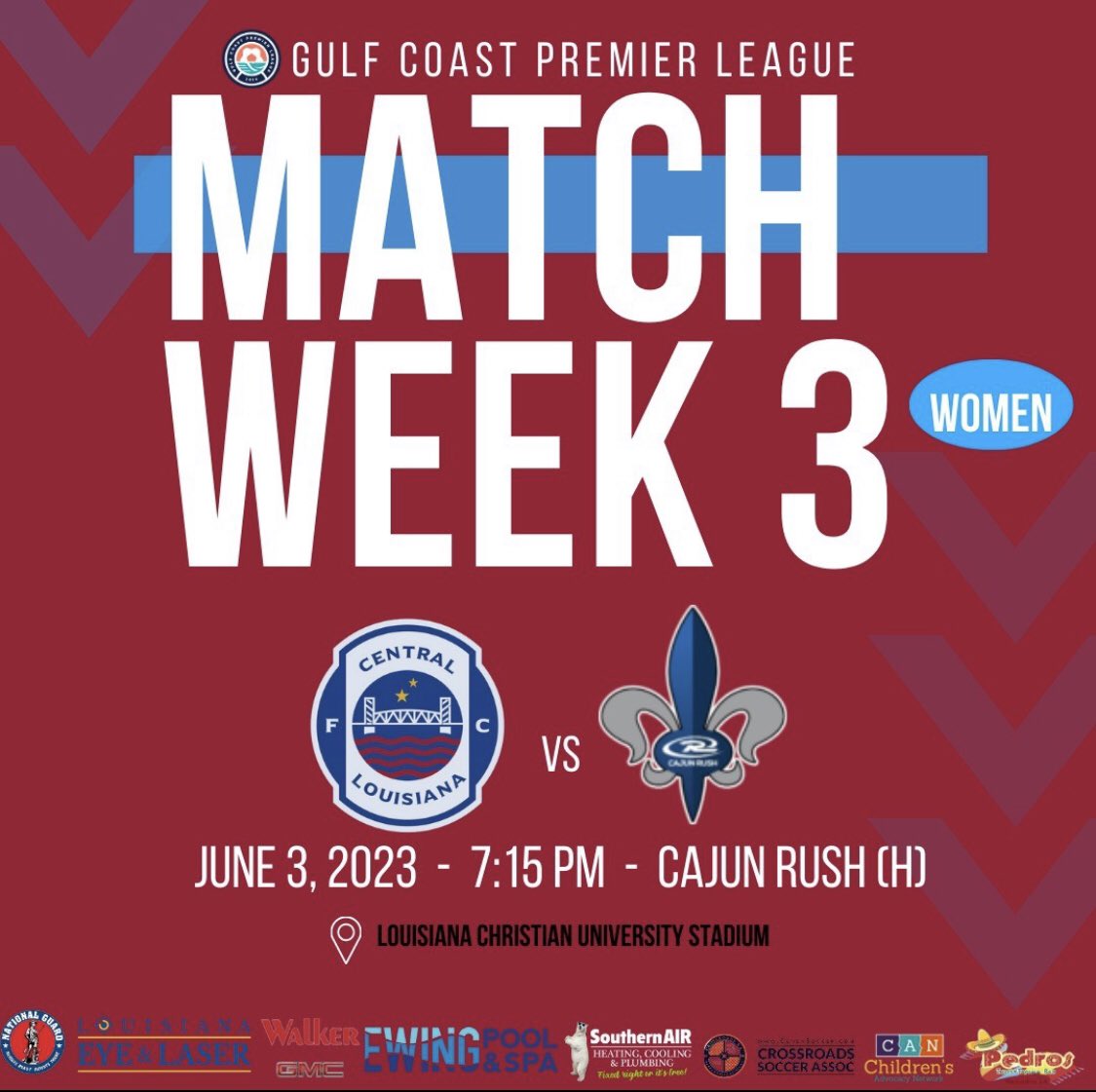 We’re closing in on the halfway point of the season, and have another doubleheader this weekend!

Watch the men’s team try to keep their undefeated streak alive against LA Krewe II at 4:00 p.m. while the women search for their first win against Cajun Rush at 7:15 p.m.
#gcpl