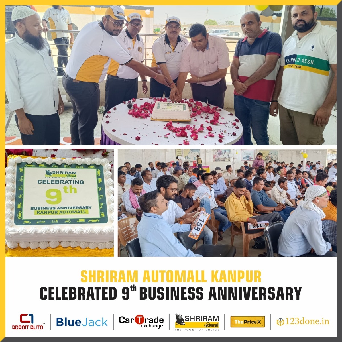 Shriram Automall Kanpur celebrated its 9th Business Anniversary on May 30th 2023. The event was celebrated by cake cutting ceremony. Here are some glimpses from the anniversary celebrations.

#PhysicalAuction #Samil #ShriramAutomall #ProudSamilian #KanpurAutomall #Anniversary