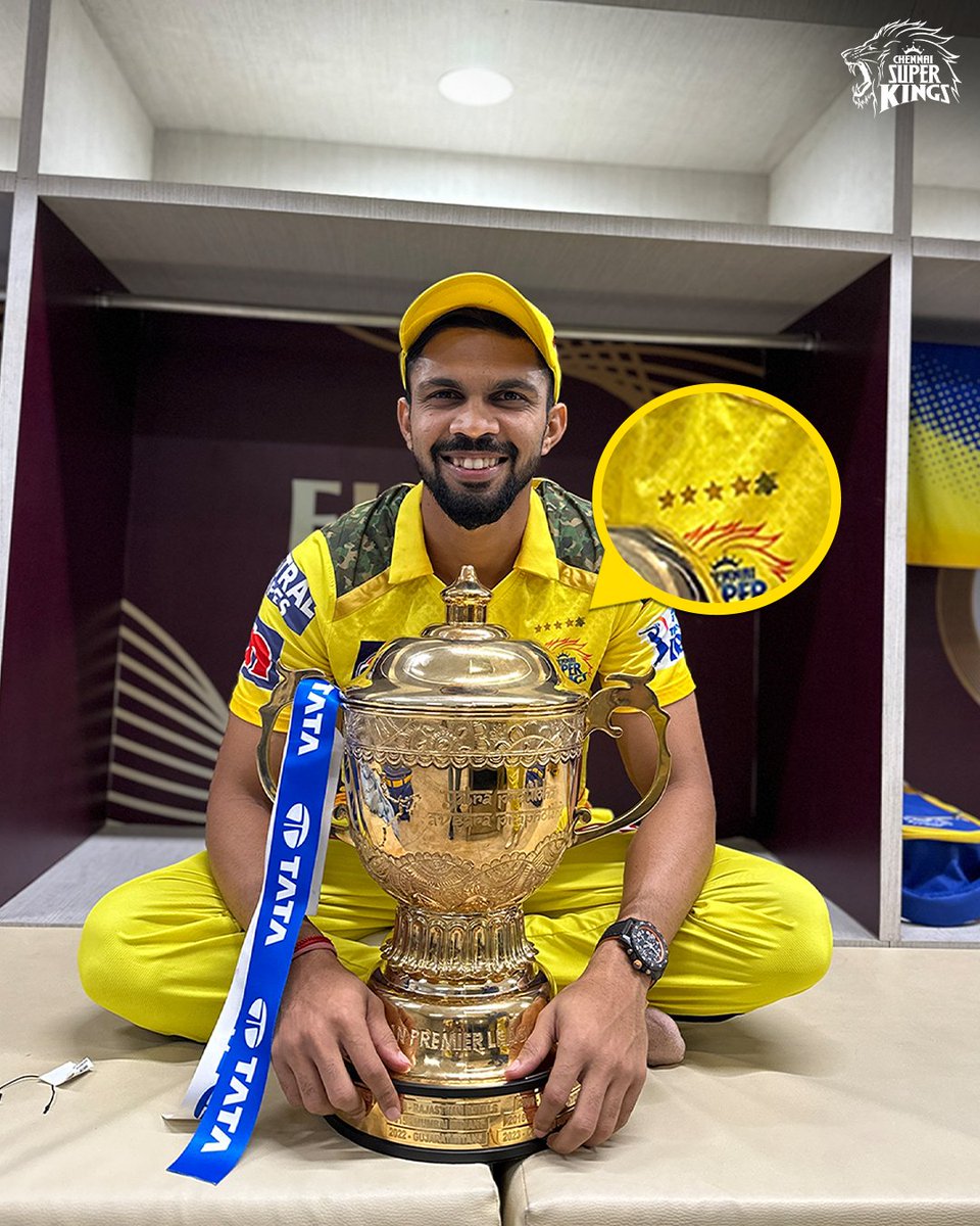 ChennaiIPL's tweet photo. Achievement Unlocked - ⭐⭐⭐⭐⭐

#CHAMPION5 #WhistlePodu #Yellove 💛 https://t.co/lztitYaUtq