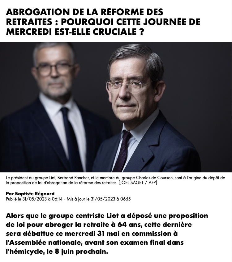 JLechanteux's tweet photo. 🔴 Aujourd’hui, sera étudiée en commission la proposition de loi du groupe #LIOT, qui vise à abroger la #RéformeDesRetraites.

🇫🇷 Comme nous l’avons toujours fait depuis un an, le @groupeRN_off votera évidemment en faveur de ce texte. En tant que véritable opposition constructive, notre seule et unique boussole est de défendre l’intérêt des #Français, et ce, quelque soit la couleur politique des propositions.

❌ L’opportunité d’annihiler cette réforme injuste et inutile repose sur les votes des #Républicains. Qu’ils soient pour ou contre, ils doivent s’y opposer sans condition, car la démocratie a été bafouée.

🫵🏻 Il est temps de rendre justice aux 70% de Français méprisés par la #Macronie.

https://t.co/B8oHVhLRbU