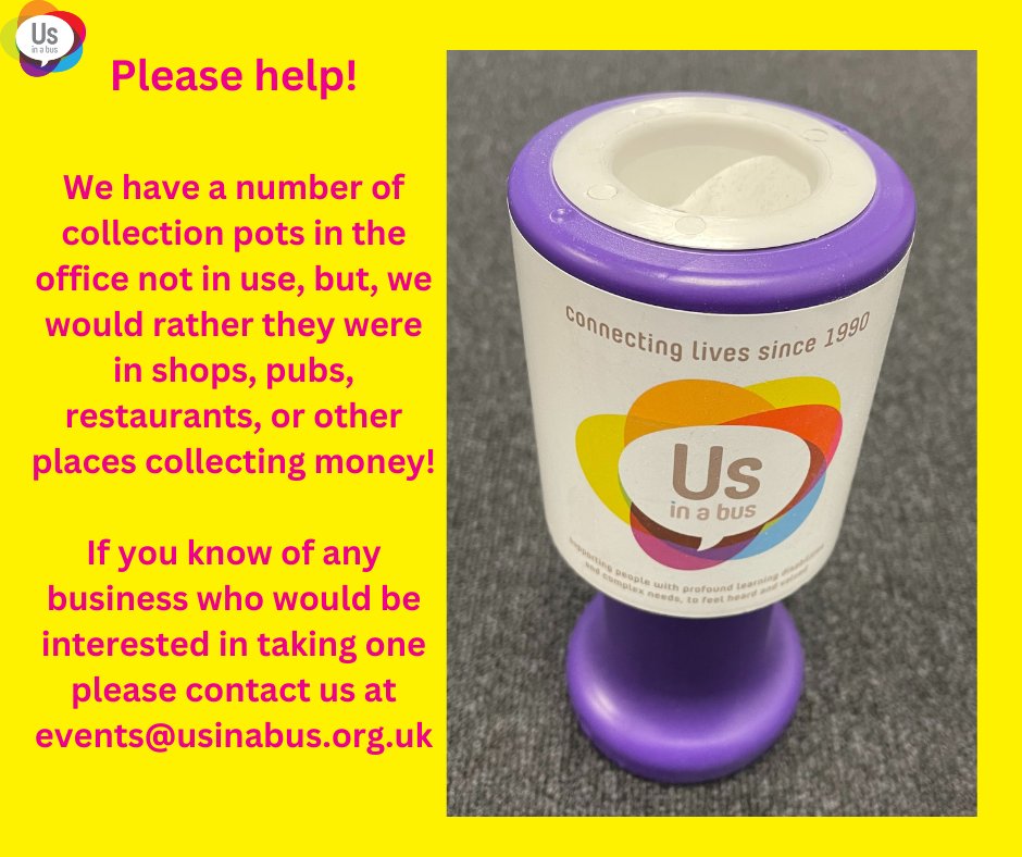 Events@usinabus.org.uk

#learningdisability #connectinglivessince1990 #intensiveinteraction #charity #disability #specialneeds #PMLD #autism #disabilityawareness