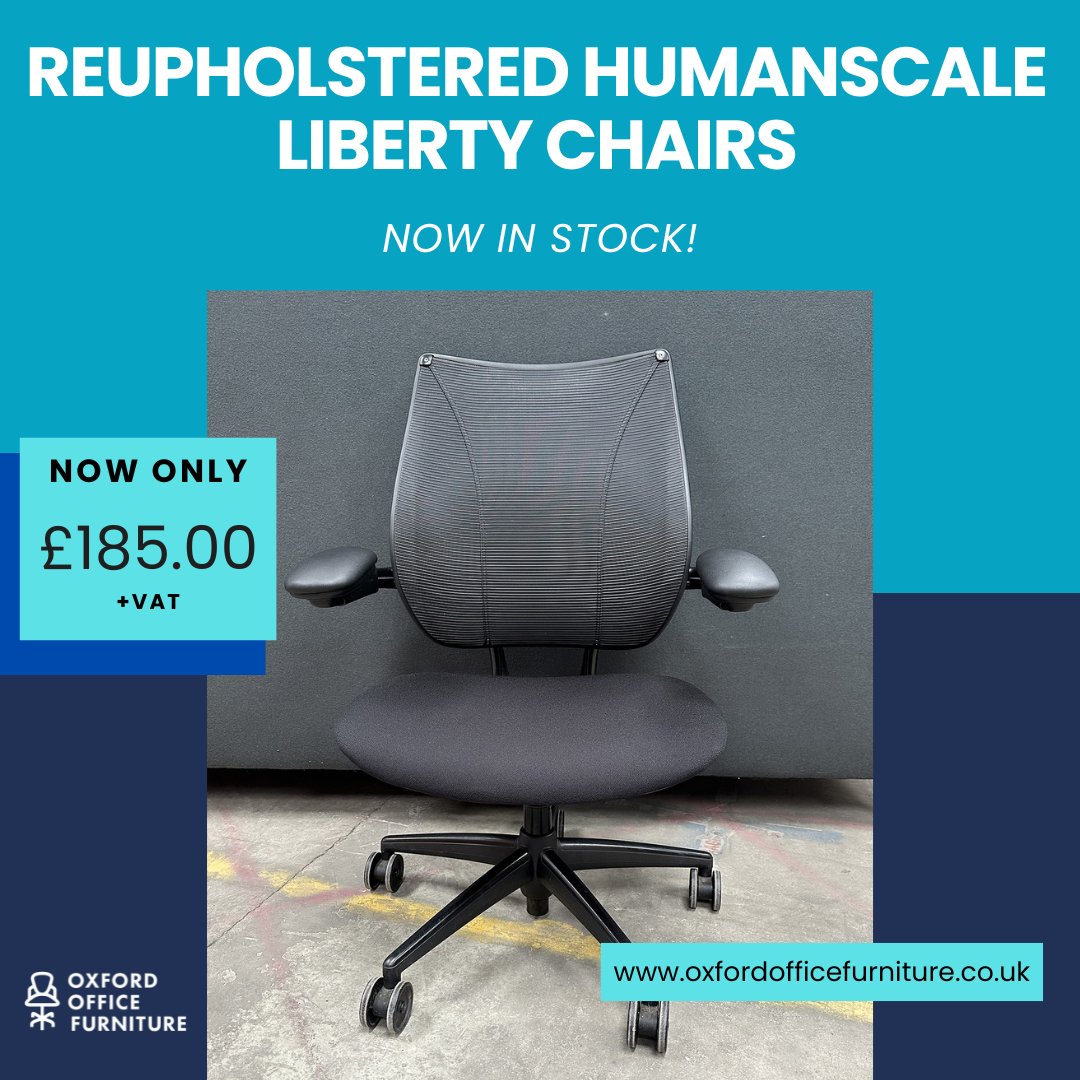 OxfordOffice's tweet image. Check out these reupholstered Humanscalr Liberty chairs we have in stock!

Contact us today to get yours!

📌 Oxford Office Furniture
📞 01865 598222
🌐 oxfordofficefurniture.co.uk

#OxfordOfficeFurniture #Chairs #OfficeSeating #TaskChair #Humanscale #Reupholstered #Recycle