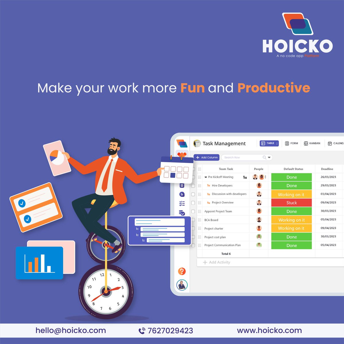 #Hoicko is the ultimate tool to elevate your work experience. Bid farewell to dull routines and embrace a whole new way of working.#oneappforall #nocodeapp #freenocodeapp #projectmanagementsoftware #workflow #workflowmanagementsoftware  #managementsoftware #teammanagementtool