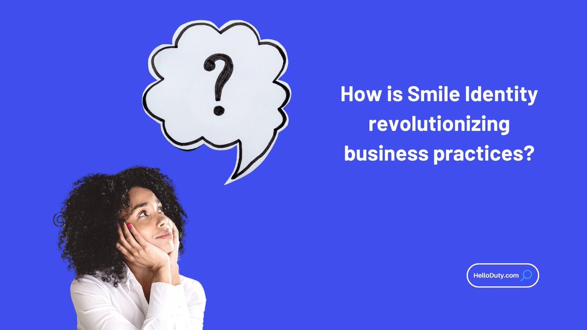 helloduty's tweet photo. Smile Identity is revolutionizing business practices by providing powerful #biometric services to securely verify identity and reduce fraud. Streamline your processes with industry-leading facial recognition technology! #SmileIdentity #FacialRecognition https://t.co/yi1s0qg9Dp