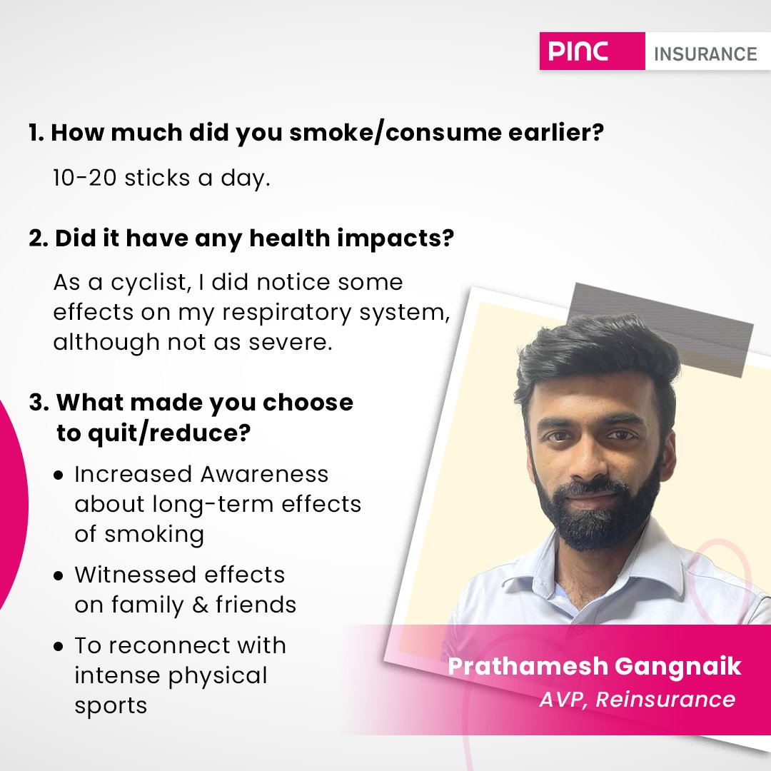 PINCInsurance's tweet photo. Break free from smoking!
This #WorldNoTobaccoDay2023 , celebrate our incredible team members who conquered the battle against smoking.  

Witness their inspiring journeys and applaud their transformation.  
 
#EmployeeStories #PINCFamily #ThinkPinc https://t.co/z39TZi4YKD