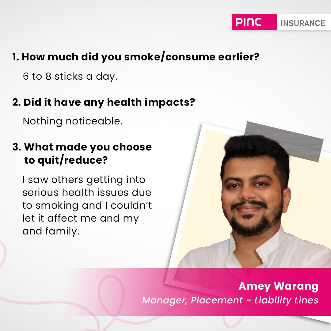 PINCInsurance's tweet photo. Break free from smoking!
This #WorldNoTobaccoDay2023 , celebrate our incredible team members who conquered the battle against smoking.  

Witness their inspiring journeys and applaud their transformation.  
 
#EmployeeStories #PINCFamily #ThinkPinc https://t.co/z39TZi4YKD