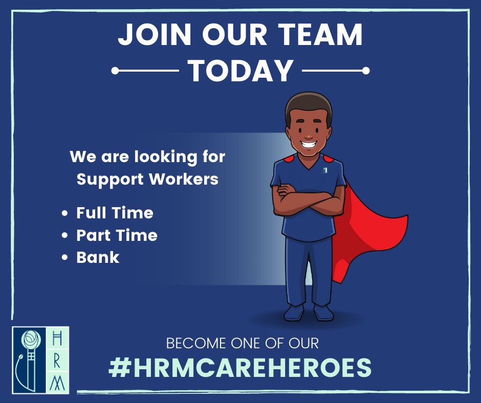 Join our team of #HRMCarerHeroes today!

We are looking for #SupportWorkers and can offer #FullTime, #PartTime and #Bank shift patterns

Interested? Enquire now!

💻 hrmhomecare.co.uk/carer-jobs
☎️ 01236 429859 (option 3)

#HRM #Homecare #WeCare #CareAboutCare #JoinUs