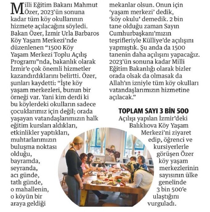 ✨Millî Eğitim Bakanlığımızca 1500 köy yaşam merkezi daha açıldı.

<a href="/tcmeb/">Millî Eğitim Bakanlığı</a> <a href="/prof_mahmutozer/">Mahmut Özer</a> <a href="/memleventyazici/">Levent Yazıcı</a>