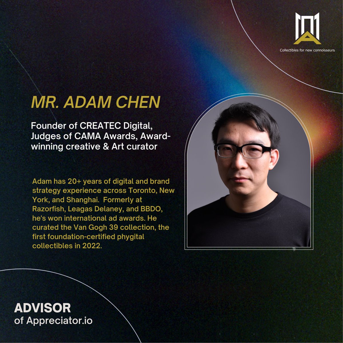 🌻 We are delighted to announce that Mr. Adam Chen has joined our esteemed advisory board! 

✅ Stay tuned for more! 

#Appreciator #advisoryboard #culturalpreservation #heritagerestoration #VanGogh #art