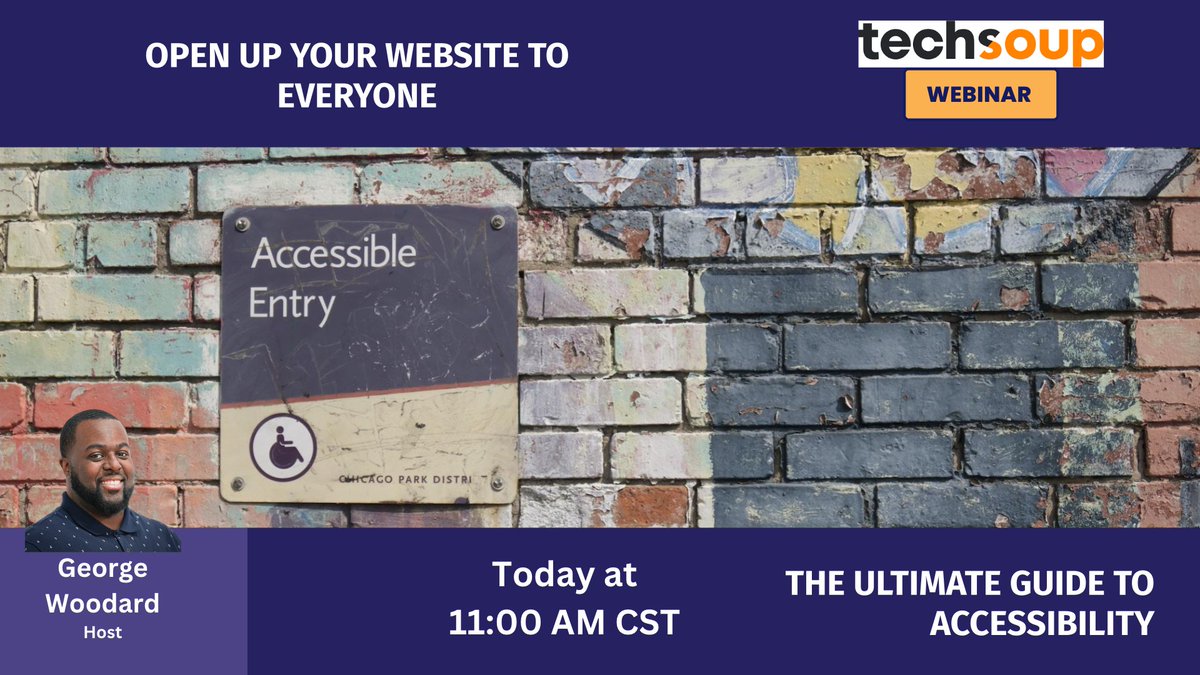 Is your website accessible? Cater to every visitor! Join our webinar at 11AM CST to learn more about website accessibility & make your site more inclusive. Register: events.techsoup.org/j/zf4bmpvd2pd6… #Tech4Good #NPTech #NPMarketing #NPComms #GovTech #communications #contentmarketing
