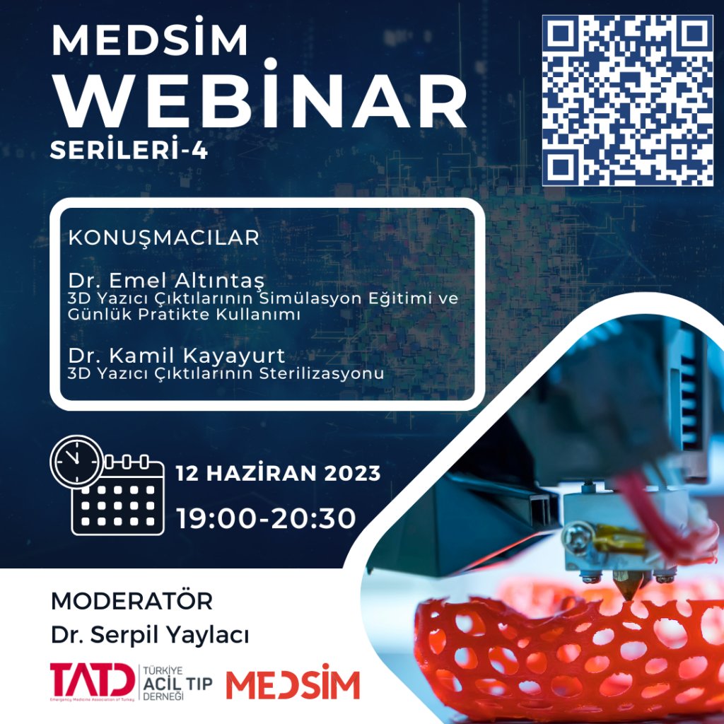 MEDSİM Webinar Serileri-4 
buff.ly/43fcbNN 
#3Dprinter #3dyazıcı #medikalsimülasyon #medsim #webinar
@trtatd