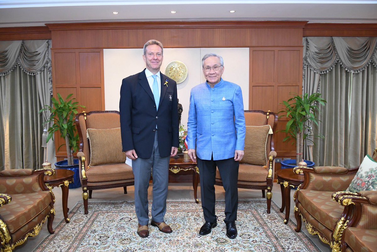 (1/2) DPM/FM Don🇹🇭 commended Polish Amb. Dubaniowski @PLinThailand🇵🇱 during farewell call for his active role in enhancing bilat ties, esp econ, culture, edu, support for #MuayThai🥊 in #EuropeanGames2023 to be held in Krakow, PL on 21 Jun – 2 Jul & duty as Dean of Dip Corps...