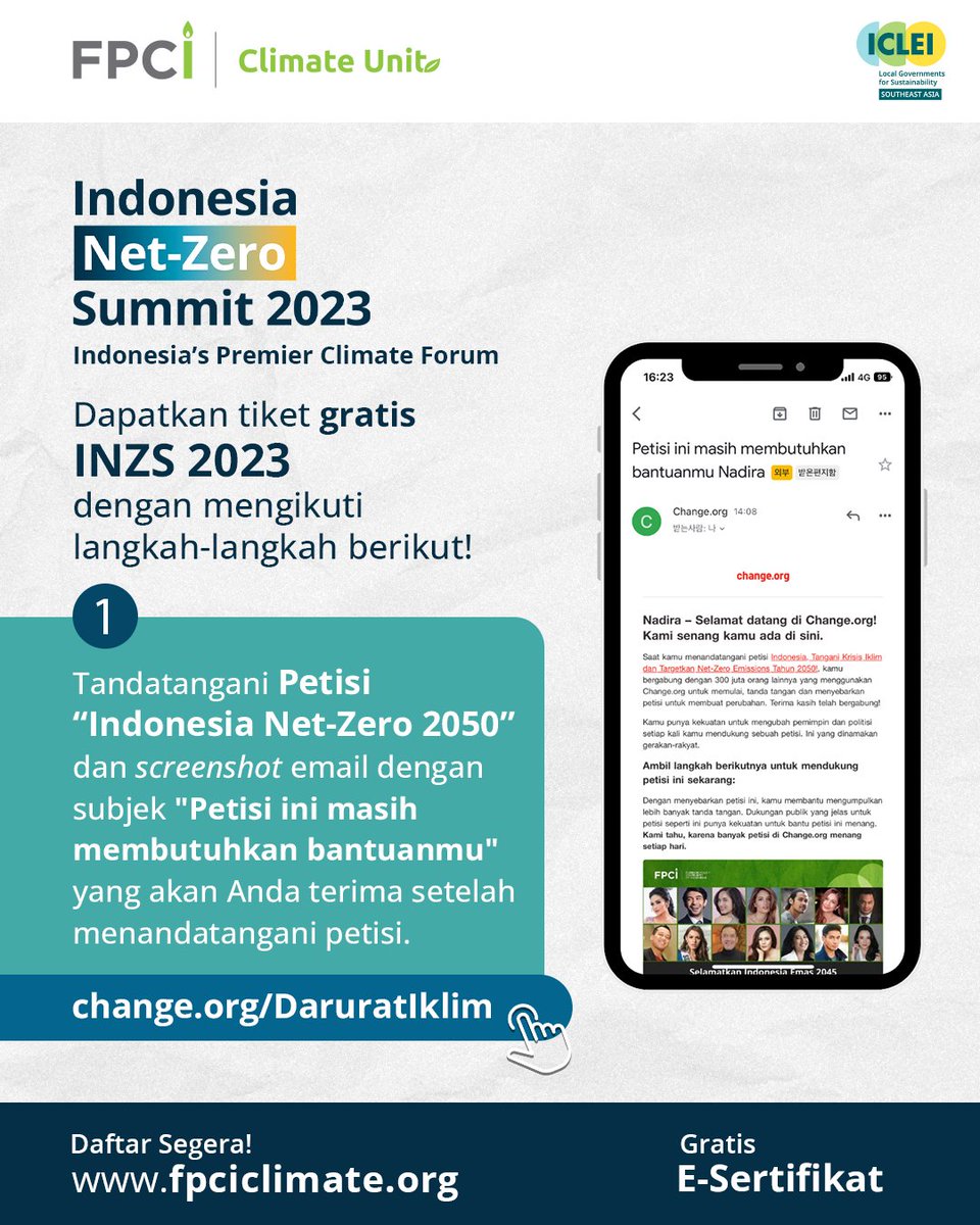 icleiseas's tweet photo. It’s now or never! Net Zero Summit Indonesia (NZSI) 2023, @fpcindo partnering with #ICLEIIndonesia, will hold a dialogue on the country’s net-zero pledge and climate journey!

📅 Sat, 24 June 2023
Register here: https://t.co/C2S8rSN9FH

#netzerosummit #FPCI #NZSI #Indonesia https://t.co/oSbVoVwo6U