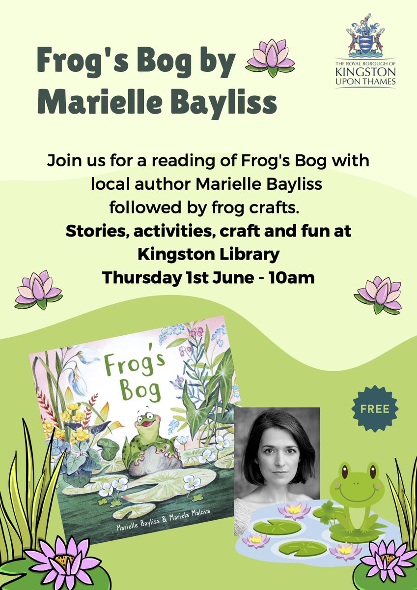 In Kingston tomorrow? Join us at 10am Kingston Library for a Frog's Bog reading and crafts. No sign-up, just hop in! #kingstonlibrary #kingston #halfterm #halftermactivities #authorevent #kidsbooks #kidlit #kidscrafts #eyfs