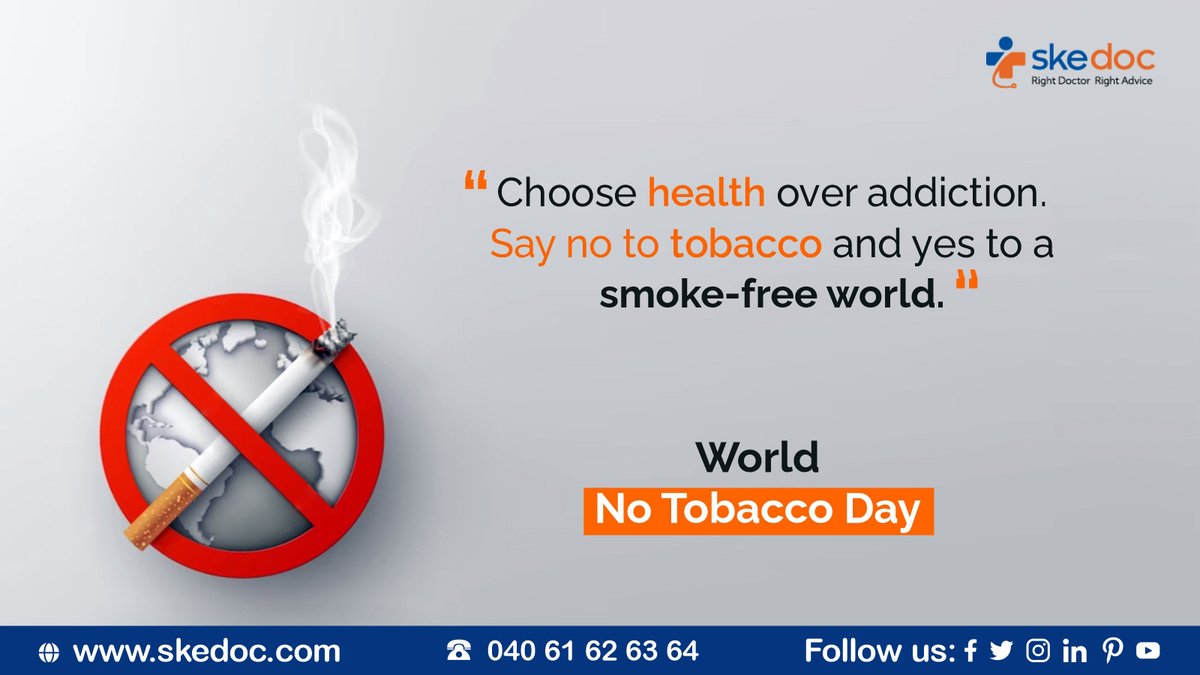 Let the flames of your determination burn bright, but never let tobacco ignite your dreams.
For more details visit: bit.ly/3WCPlgL

#worldnotobaccoday #quitsmoking #healthylifestyle #saynototobacco #Skedoc