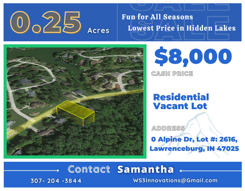 LAWRENCEBURG, IN | $8,000 | 0.25 Acres | VACANT LAND FOR SALE  land-listings.com/listings-view.… #Indiana #LandForSale #LotsForSale #BuildYourDreamHome #NewListing #Property
