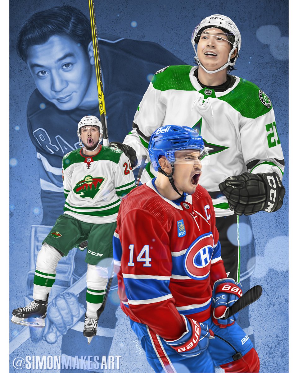 Hockey still has much room for growth in terms of diversity and inclusion, but it has been encouraging to see the rise of Asian stars in the NHL. 
#AHM2023 #AsianHeritageMonth #aapiheritagemonth #aapi
#larrykwong #hockeyart #digitalpainting