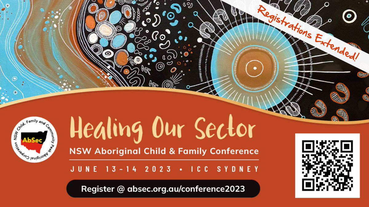 Great news, we are pleased to announce that we have EXTENDED the deadline to register for our 2023 NSW Aboriginal Child & Family Conference until midday Friday, 2 June 2023! Register here: absec.org.au/conference2023…. #absecconference #conference #childprotection #reconciliation