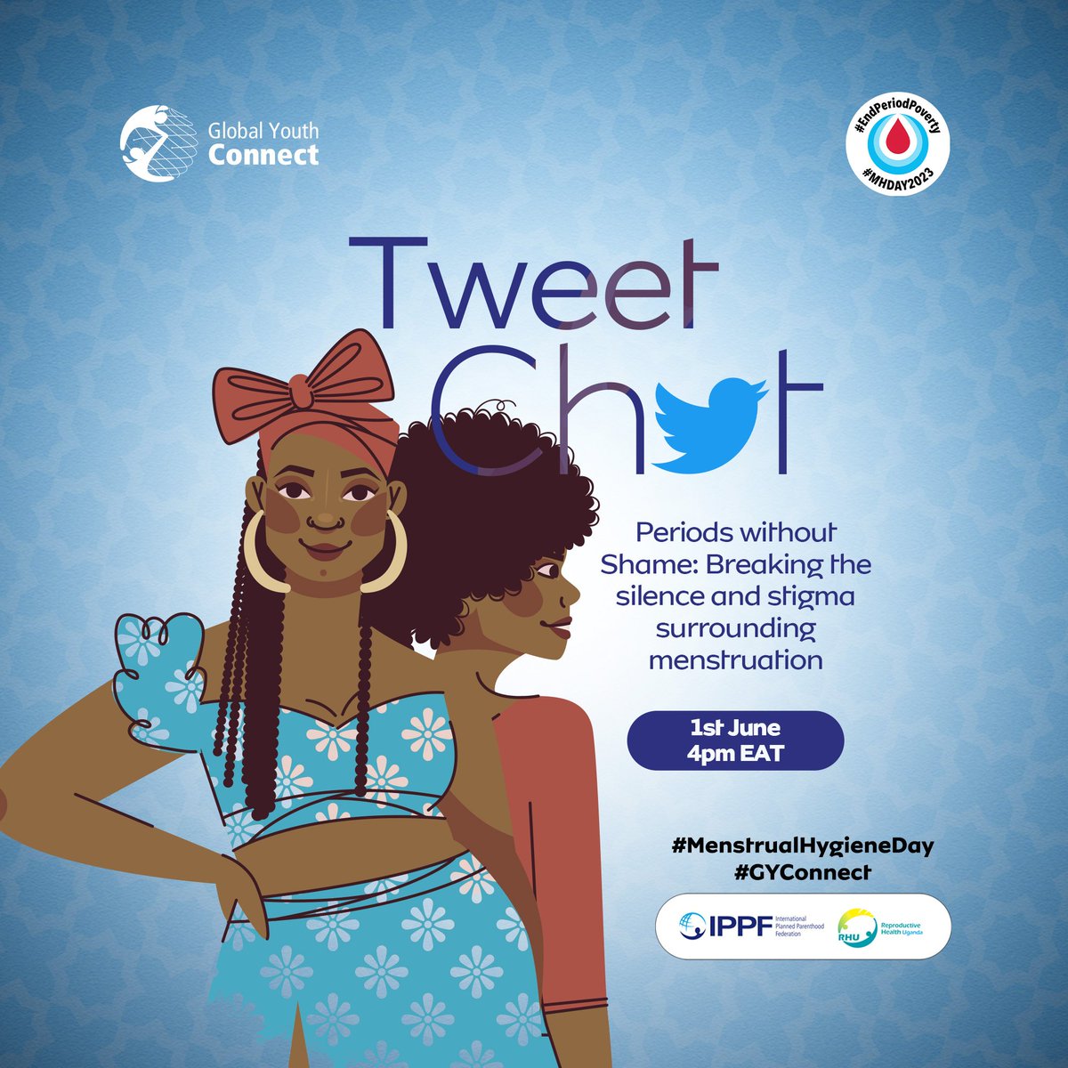 GYouthConnect's tweet photo. As we strive to contribute to building a world where no one is held back because they menstruate by 2030, join us this Thursday at 4pm EAT &amp; share your thoughts on breaking the silence &amp; stigma against menstruation. 

Periods without Shame💪

#MenstrualHygieneDay | #GYConnect https://t.co/sWYfkj4Ptk