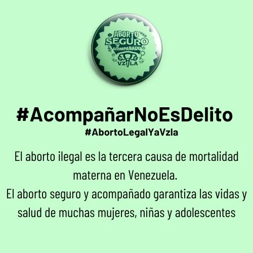 El aborto ilegal es la tercera causa de mortalidad materna. El aborto seguro y acompañado es un derecho humano. Es justicia social.

#AcompañarNoEsDelito #AbortoLegalYaVzla #Venezuela