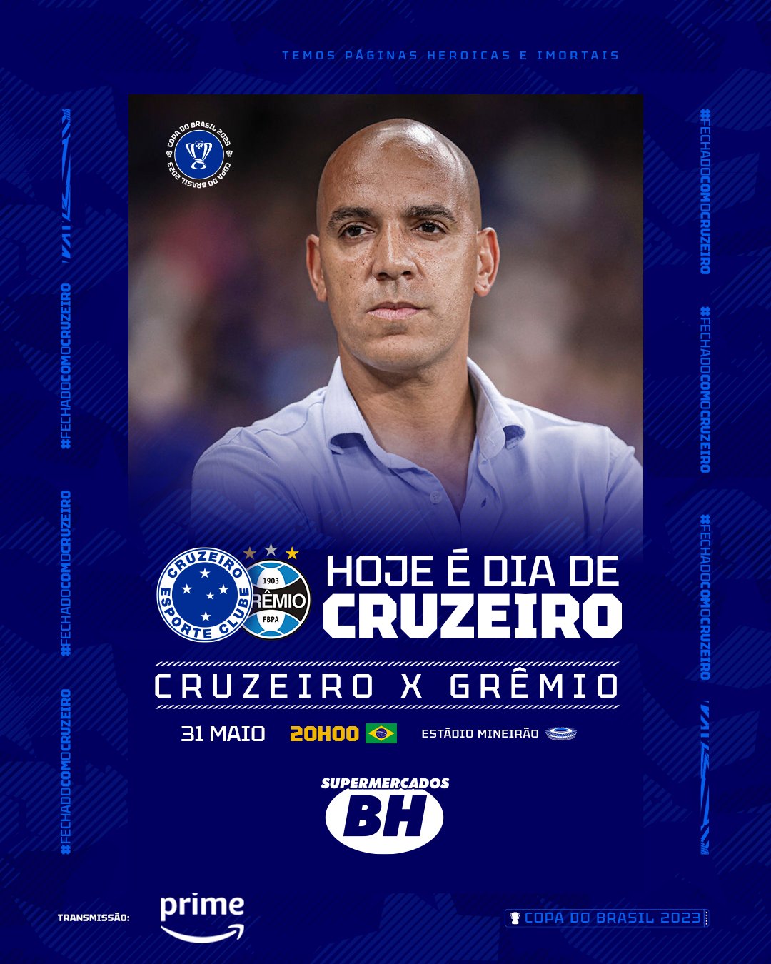 Cruzeiro 🦊 on X: HOJE TEM CRUZEIRO!!!!! 🦊💙 É dia de ver #OMaiorCampeão  da @CopadoBrasil em campo! Vamos lutar juntos para reverter o placar do jogo  de ida e buscar a classificação. #
